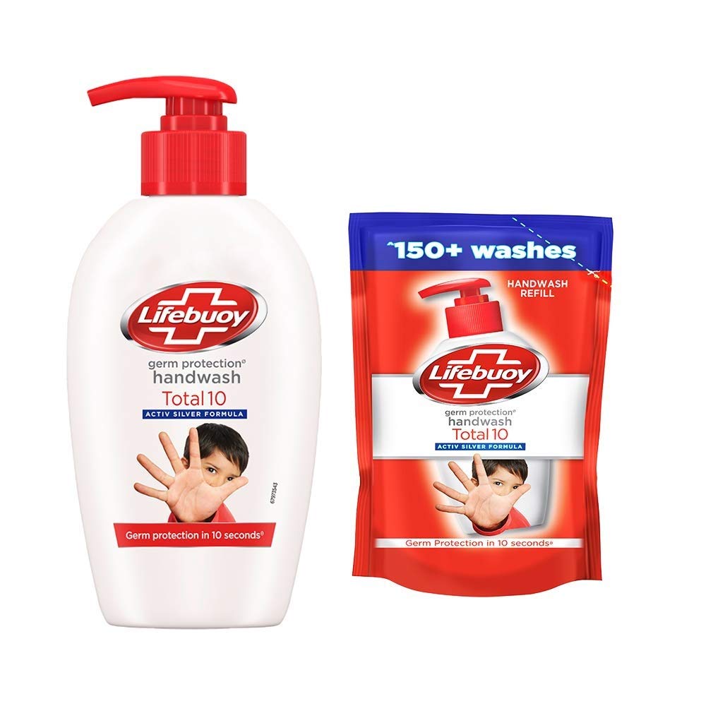 Lifebuoy Total 10 Germ Protection Handwash 190 ml With Refill Pouch 185 ml Free