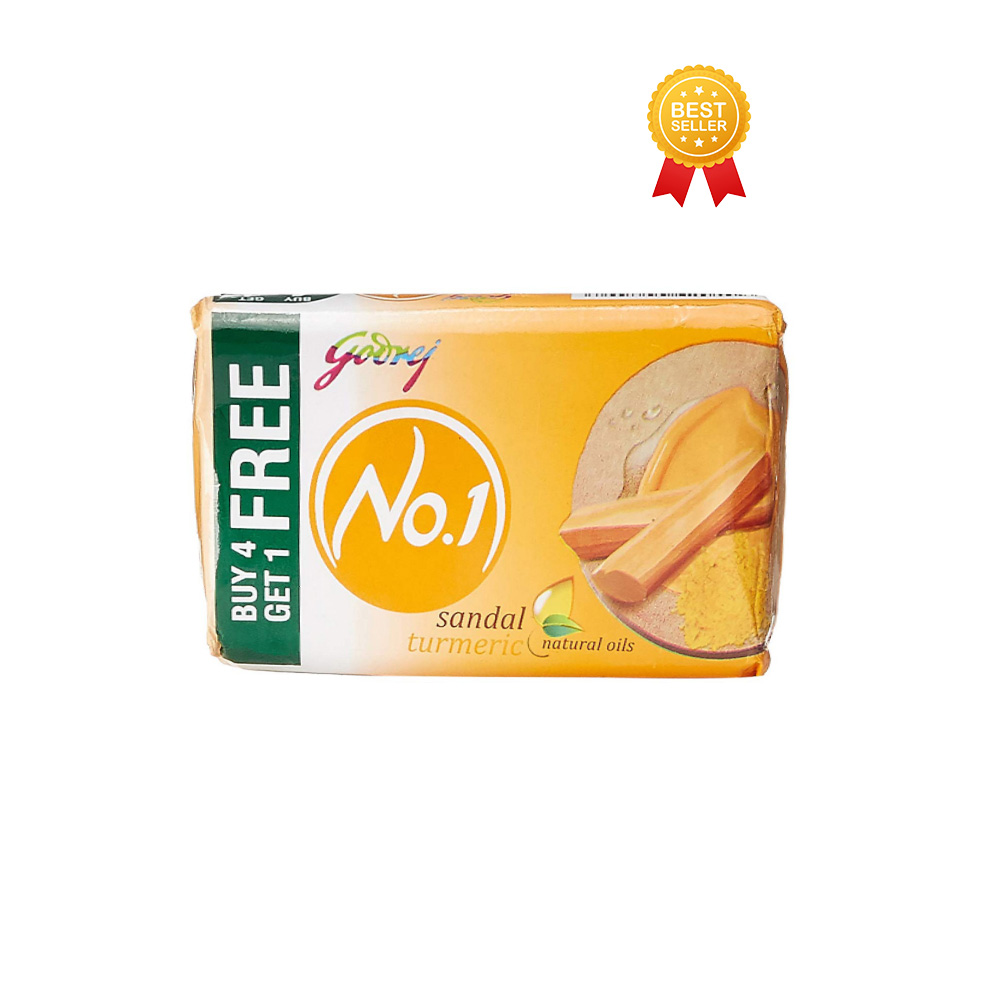Godrej No.1 Soap, Sandal and Turmeric, 100g (Buy 4 Get 1 Free)