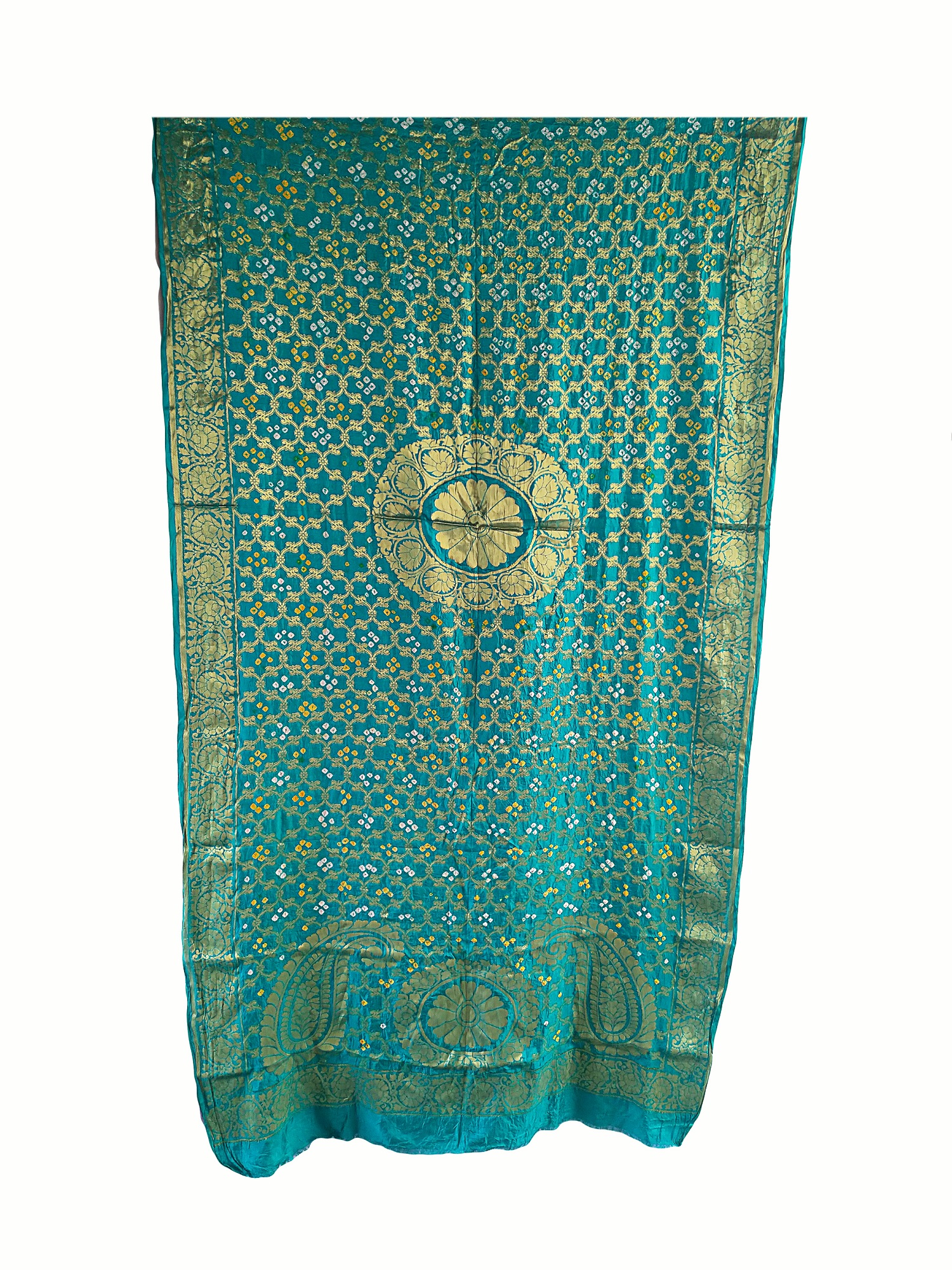 Traditional-Rajasthani-Online-Banarsi-Ghatchola-Bandhej-Zari-Sea-Blue-Color-Dupatta