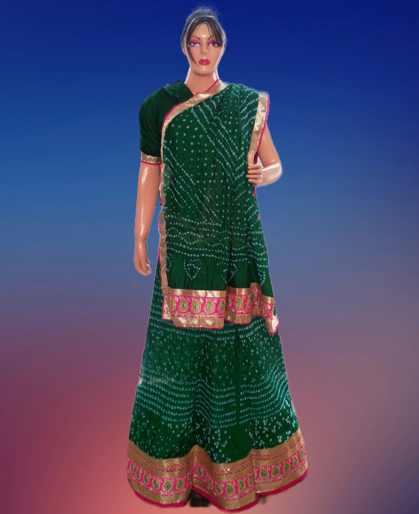 Trendy Designer Art Silk Bandhani Lehenga With Heavy Gotta Border