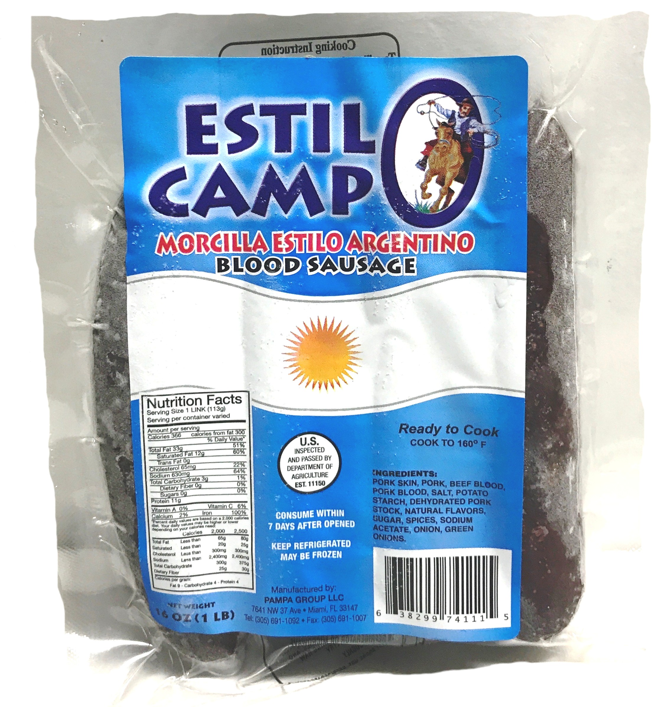 Morcilla Estilo Campo 25 x 1 Lb