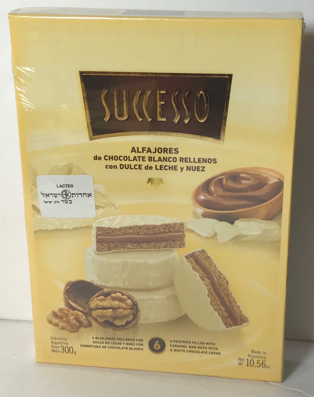 Alfajor Chocolate Blanco con Dulce de Leche y Nuez Successo 6 x 50 g