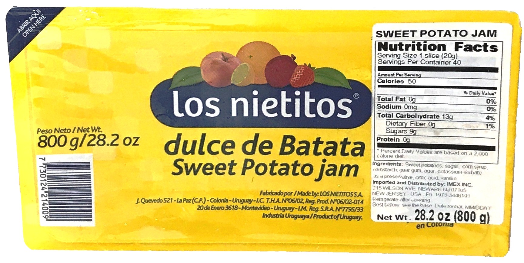 Dulce de Batata Los Nietitos 12 x 800 g