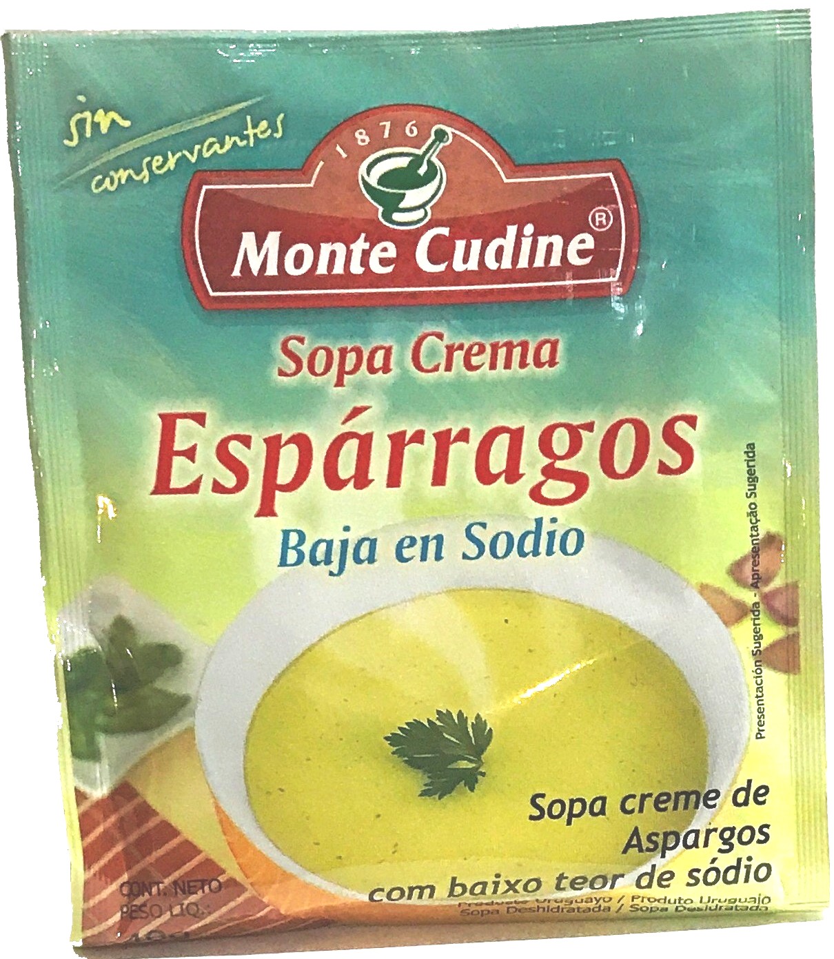 Sopa Crema de Esparragos bajo en Sodio Monte Cudine 18 x 48 g