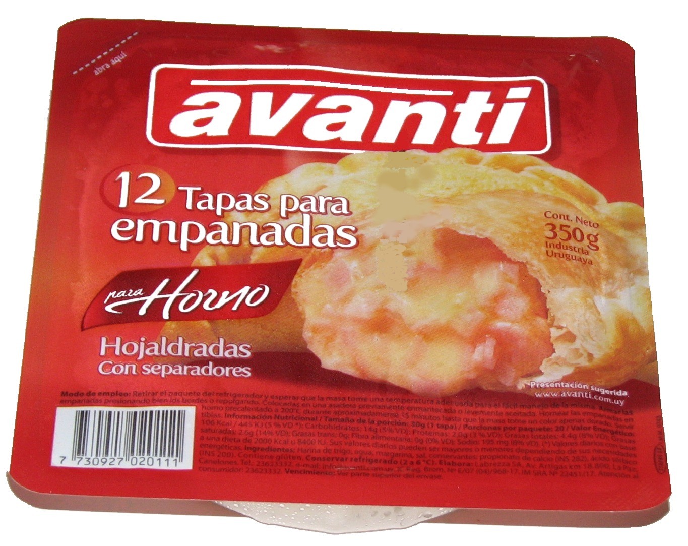 Tapas de Horno Hojaldre Avanti 2 x 16 x 12 x 300 g