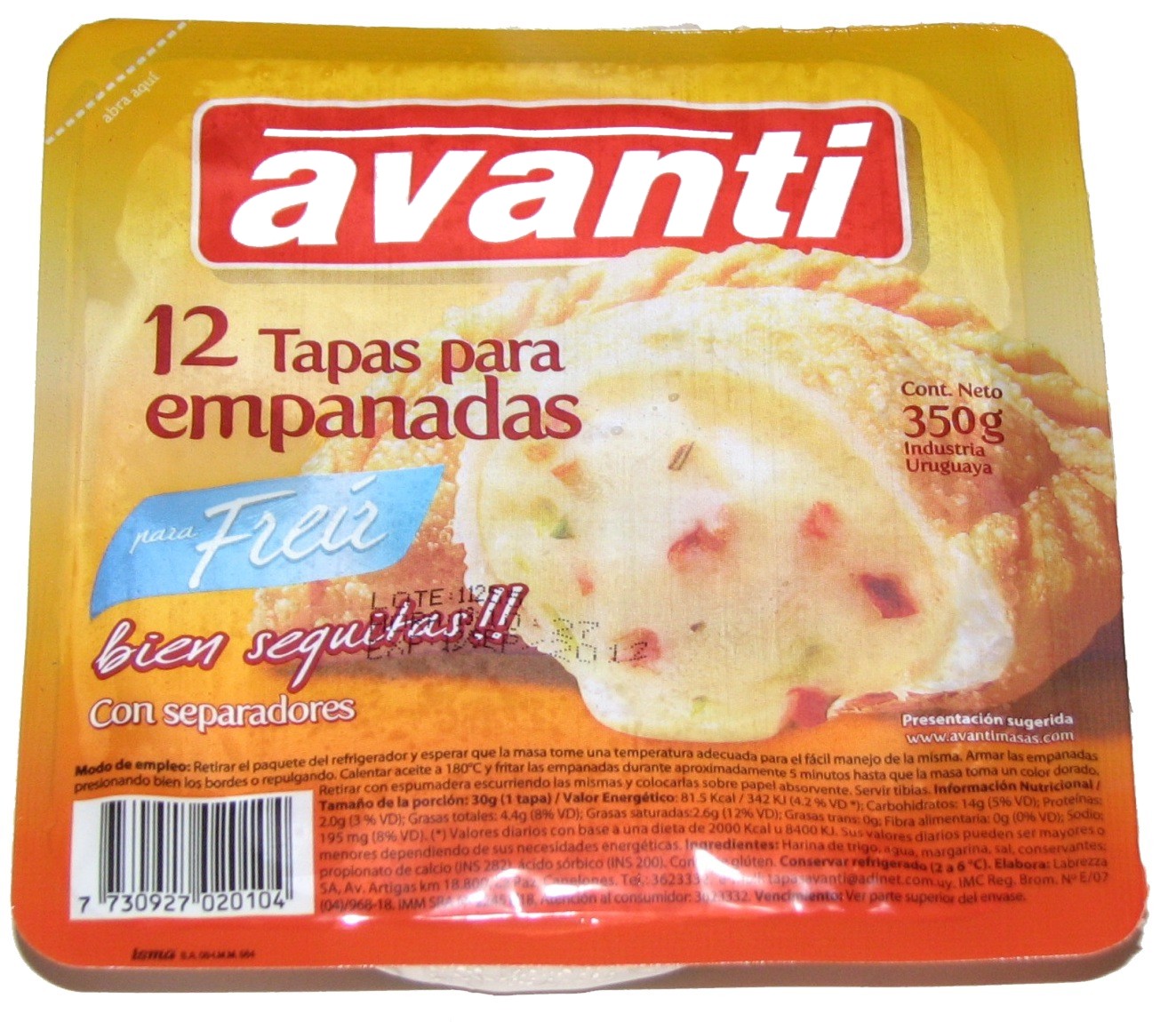 Tapas de Freir Avanti 2 x 16 x 12 x 300 g