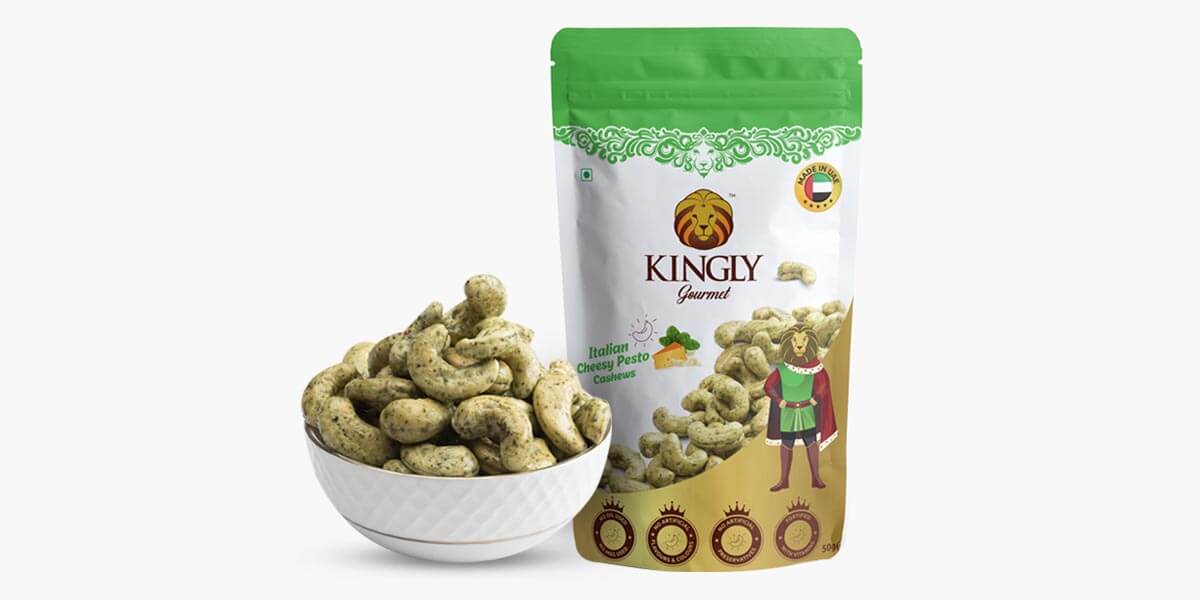 Kingly Gourmet Italian Cheesy Pesto Cashews 125Gm