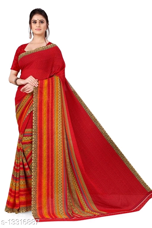 Anand Sarees Printed Georgette Saree with Blouse Piece