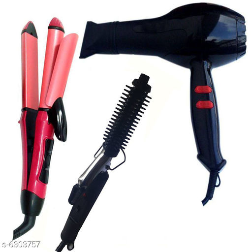 Nirvani Combo of Hair Dryer 2800 & NHC-522 Hair Straightener & Hair Curler 16B