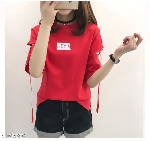 Womens White_Hey Printed Top With Sleeve Belt