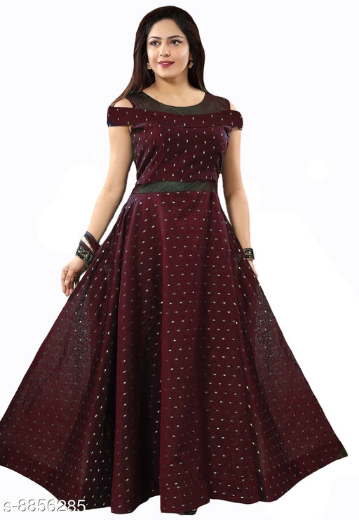 Women Satin Anarkali Gown