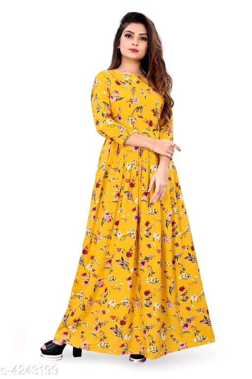 Trendy Crepe Printed Women's Gown