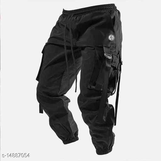 Men Fashion Fitted Bottoms Streetwear Hiphop Black Pants