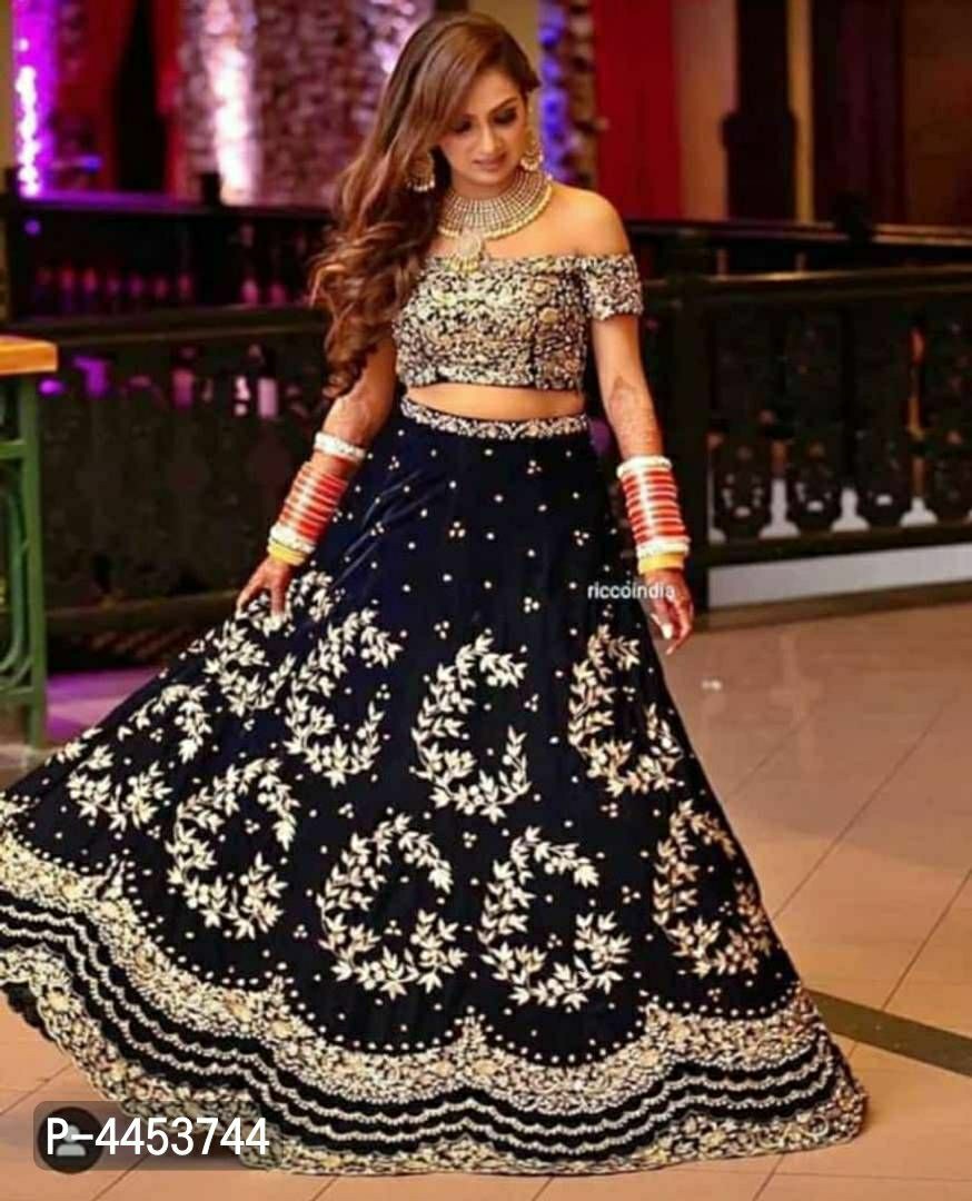 Tapeta Velvet Embroidery Work Lahenga Choli With Dupatta