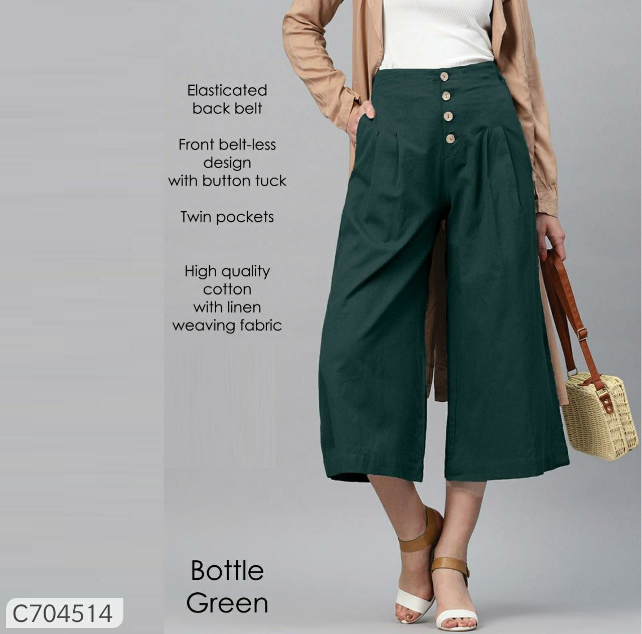 Women's Cotton Solid Culotte