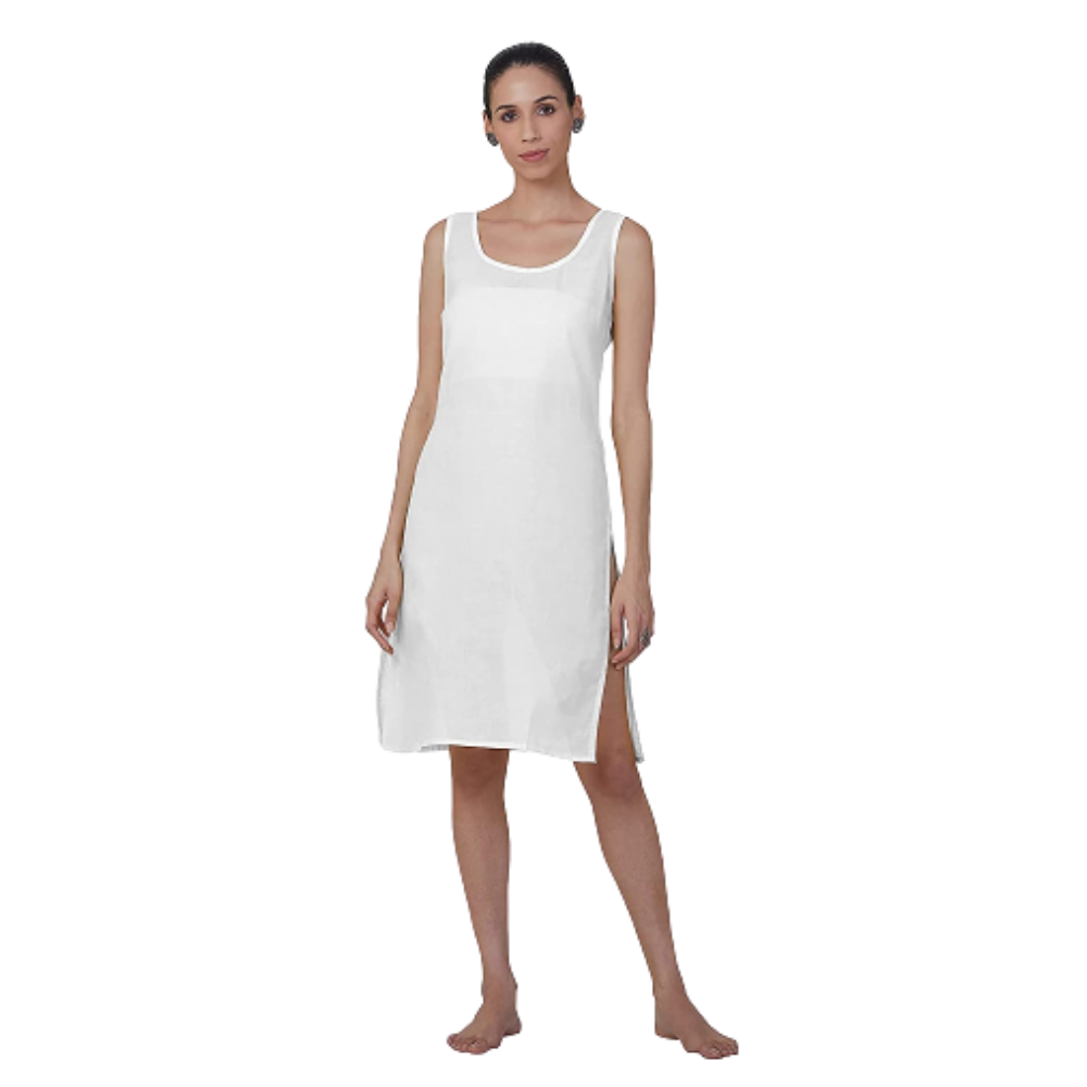 Cotton White Long Sameej/Inner/Camisole for chikankari Transparent fabric Clothing.