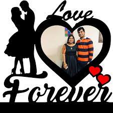 Black Love Forever Sublimation MDF Photo Frame, For Home, Size: 12.5*7 Inch