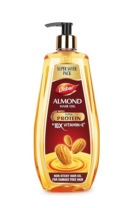 Dabur Almond Hair Oil - 650 ml | Provides Damage Protection | Non Sticky Formula | For Hair Fall control & Shiny Hair | Light Hair Oil with Almonds, K