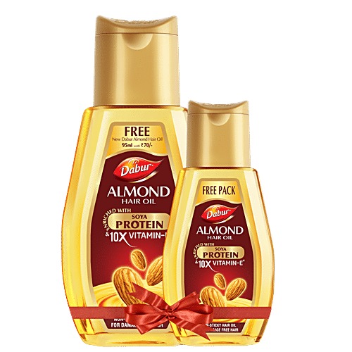 Dabur Almond Hair Oil - With Keratin Protein, Soya Protein & 10X Vitamin E, 485 ml