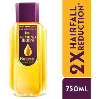 BAJAJ Almond Drops with 6X Vitamin E Nourishment for 2X Hairfall Reduction Hair Oil  (750 ml)