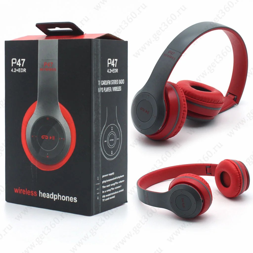 P47 Bluetooth Wireless Headphones Foldable with Microphone Stereo Earphones 3.5mm Audio Support FM