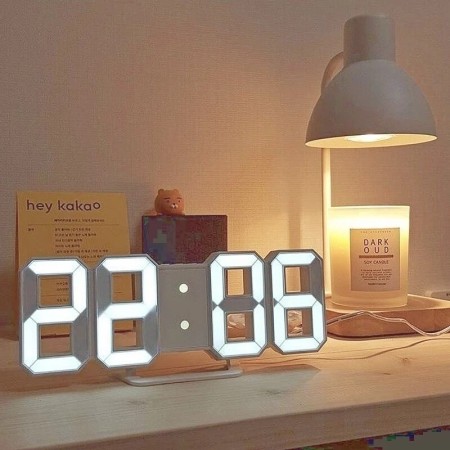 3D Digital Wall Clock LED Table Clock Time Alarm Temperature Date Sound Control Night Light