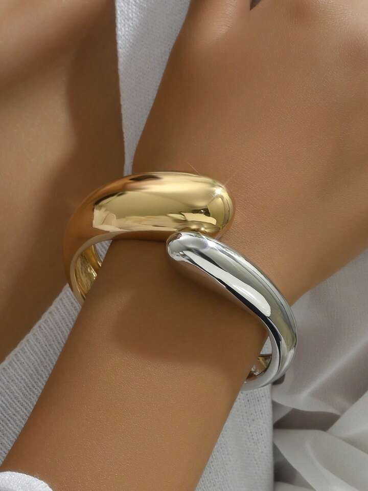 Drop of the Ocean Chunky Bangle - Gold Silver 
