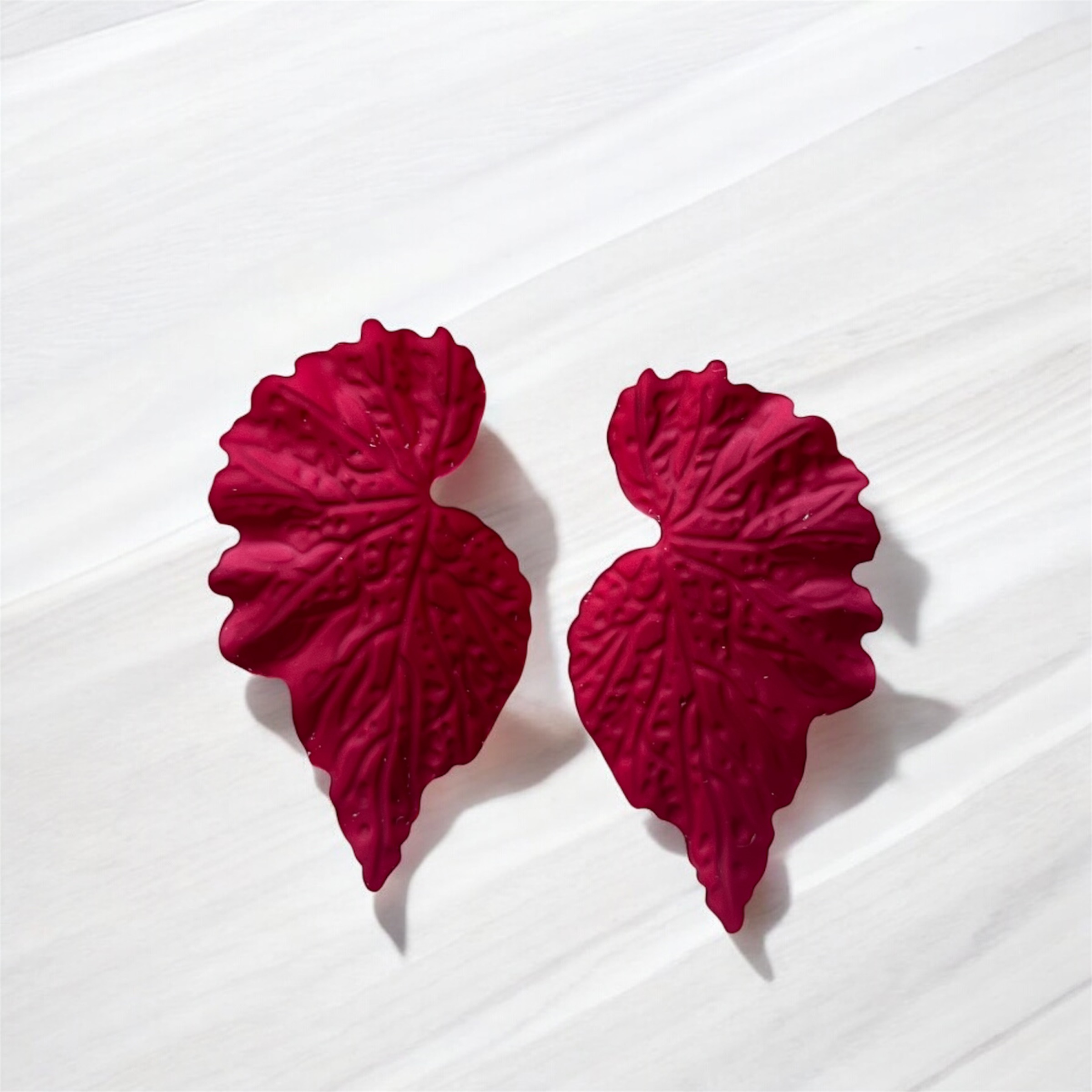 Leaf Up Earrings- Red