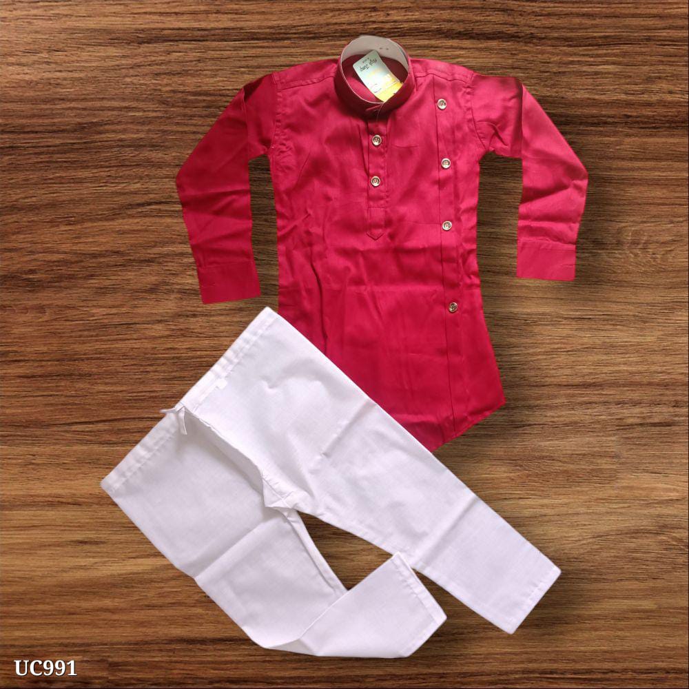 Kids Cotton One Side Pattern Kurta Pajama (3 To 5 Year)