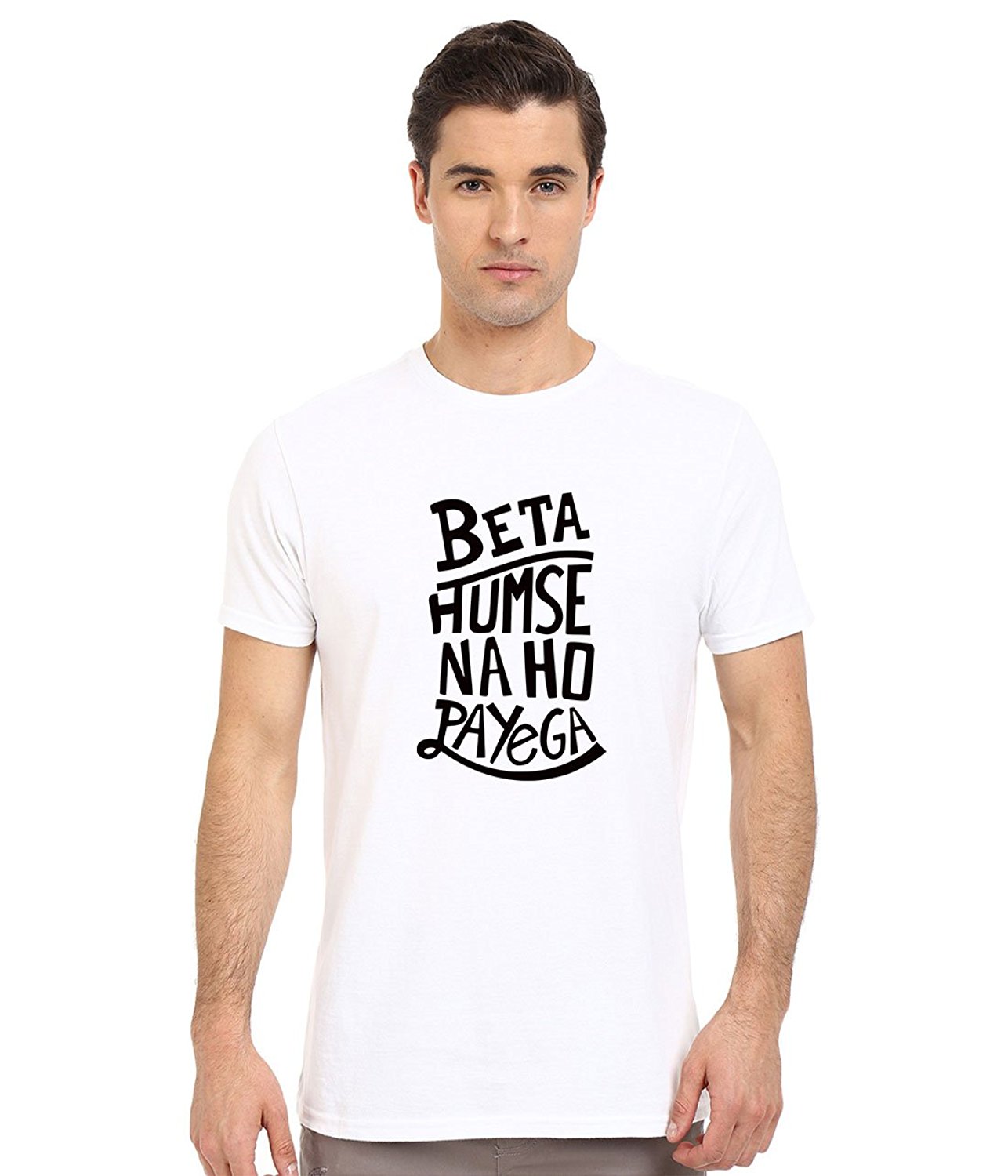 DOUBLE F ROUND NECK HALF SLEEVE BETA HUMSE NA HO PAYEGA WITH 09 COLORS PRINTED T-SHIRT FOR MEN