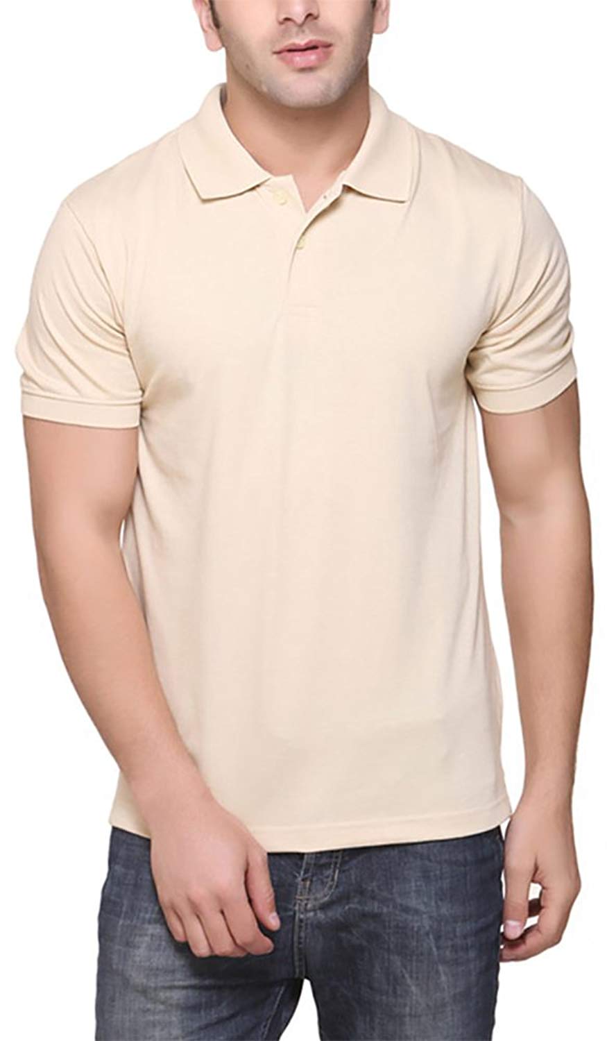 DOUBLE F BAIGE CREAM COLOR POLO NECK T-SHIRTS