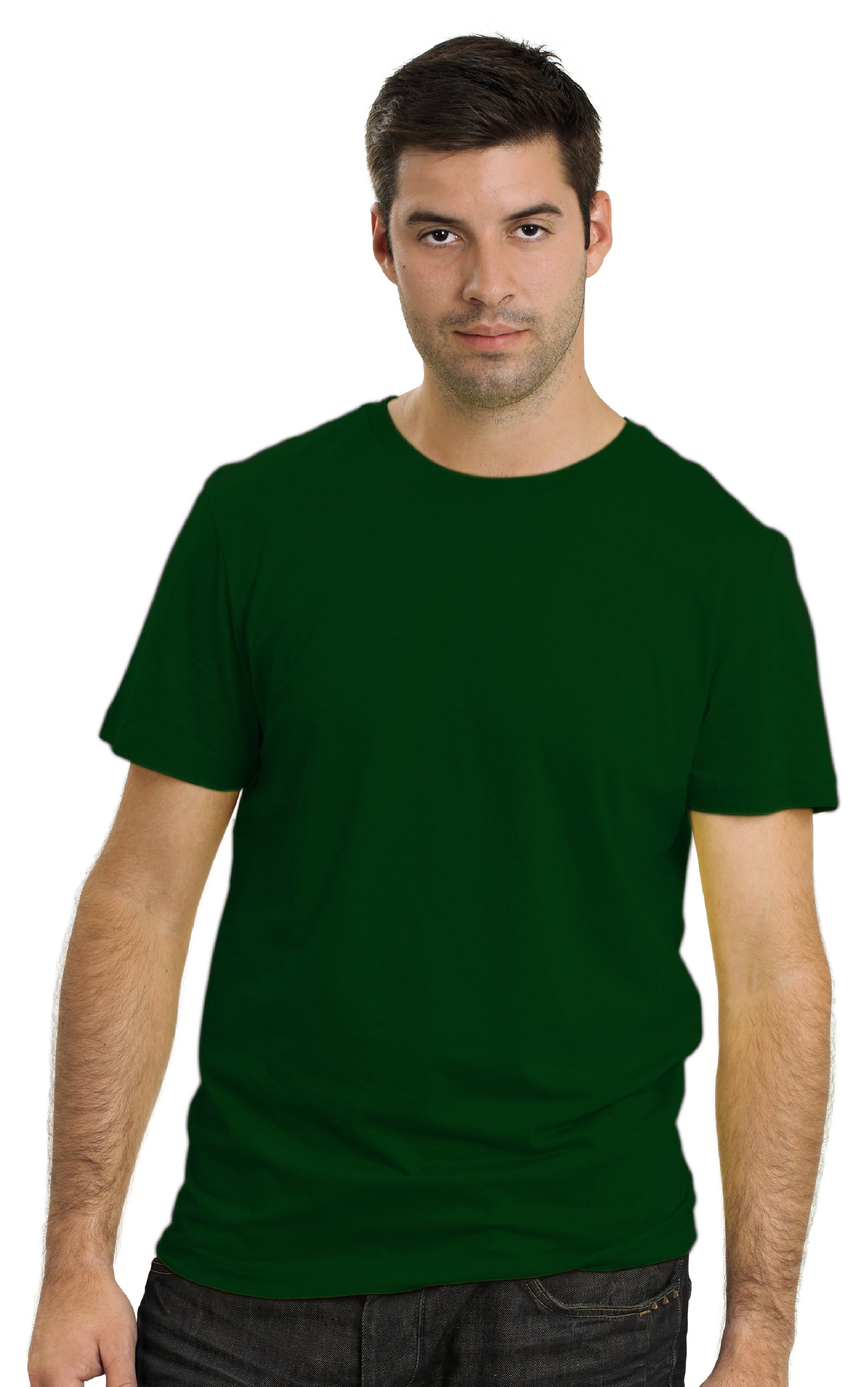 DOUBLE F ROUND NECK HALF SLEEVE DARK GREEN COLOR PLAIN T-SHIRT FOR MEN