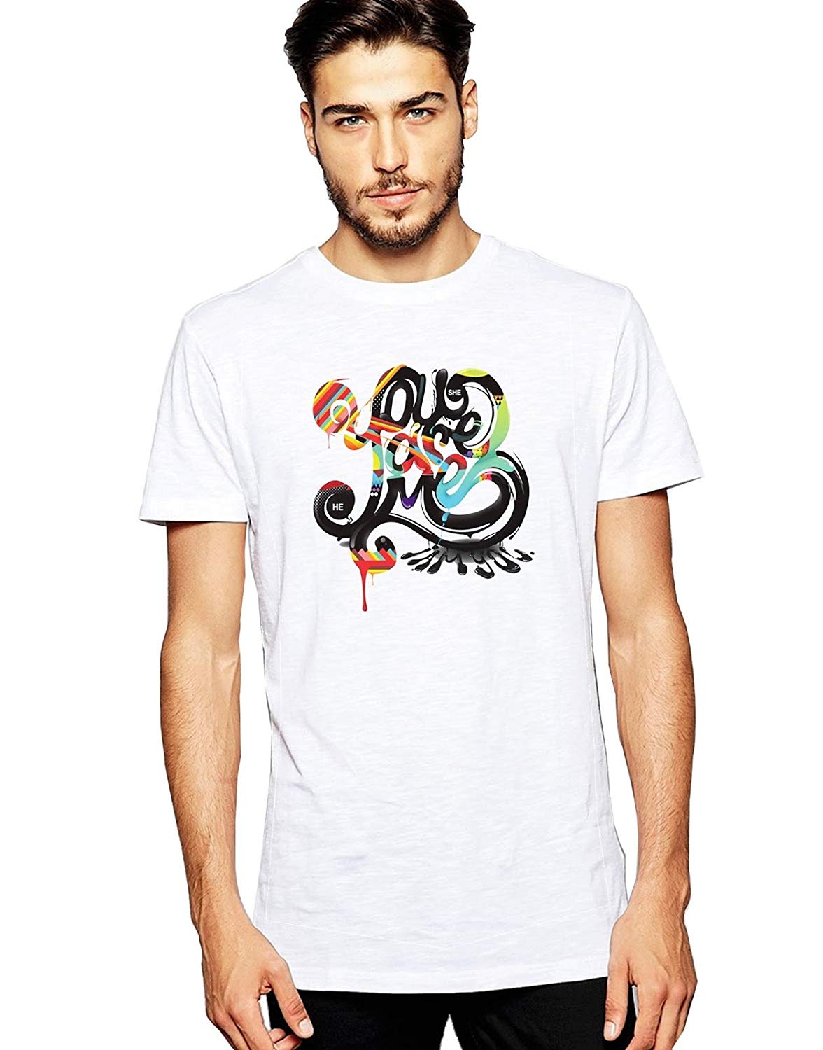 DOUBLE F ROUND NECK HALF SLEEVE WHITE COLOR YOU ARE ME I AM YOU PRINTED T-SHIRT FOR MEN