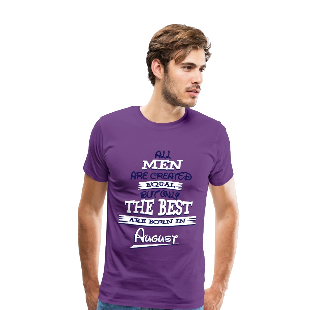 DOUBLE F ROUND NECK HALF SLEEVE LEGEND BORN IN AUGUST WITH 09 COLORS PRINTED T-SHIRT FOR MEN