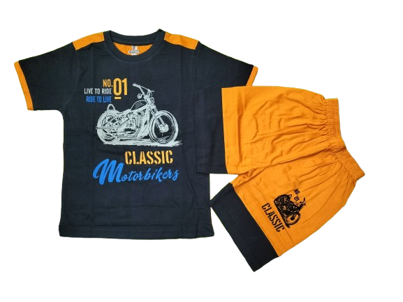 PAVIGAN Newlifestyle Boy's Cotton Round Neck Half Sleeve T-Shirt Set Size 5-6Y