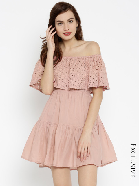 SASSAFRAS Women Pink Fit & Flare Dress