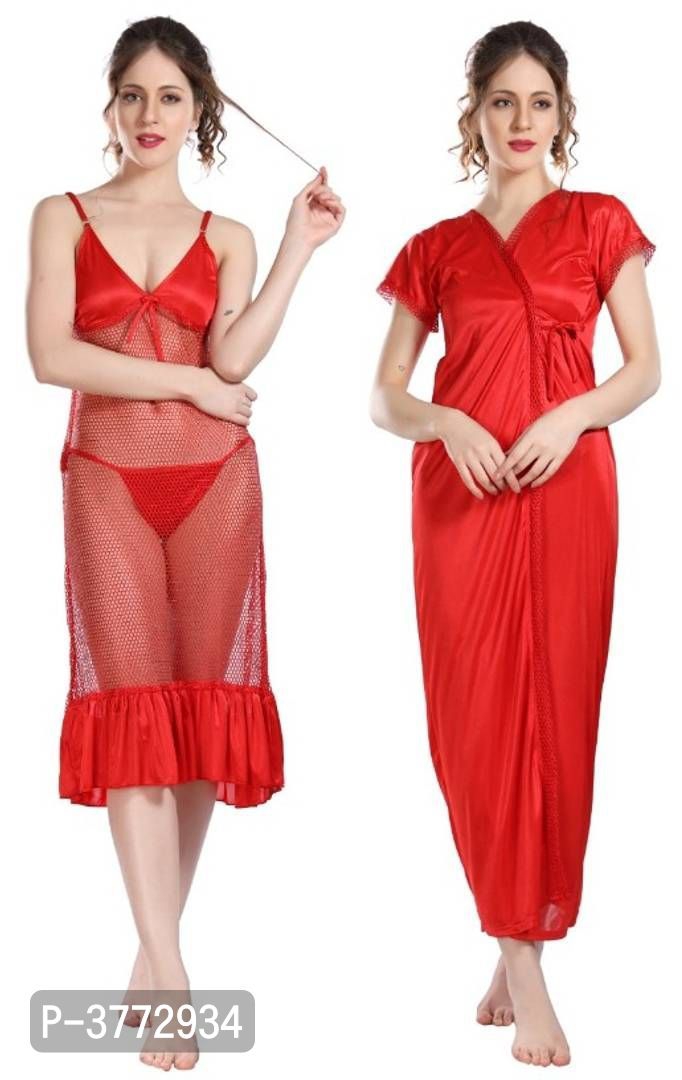 *Satin & Net Sexy Night Dress Combo