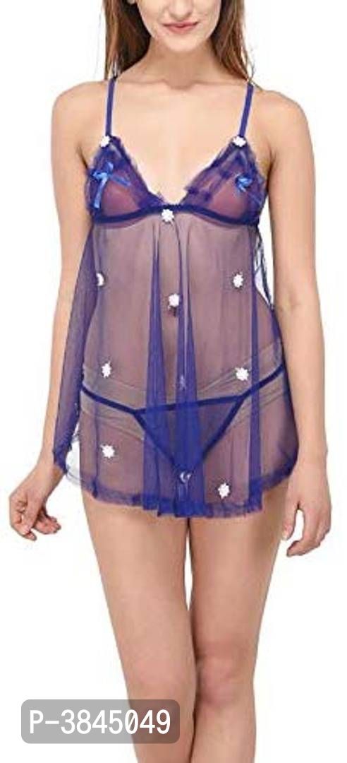 Babydoll Nightwear Sleepwear Lingerie Dress For Women With G-String Panty