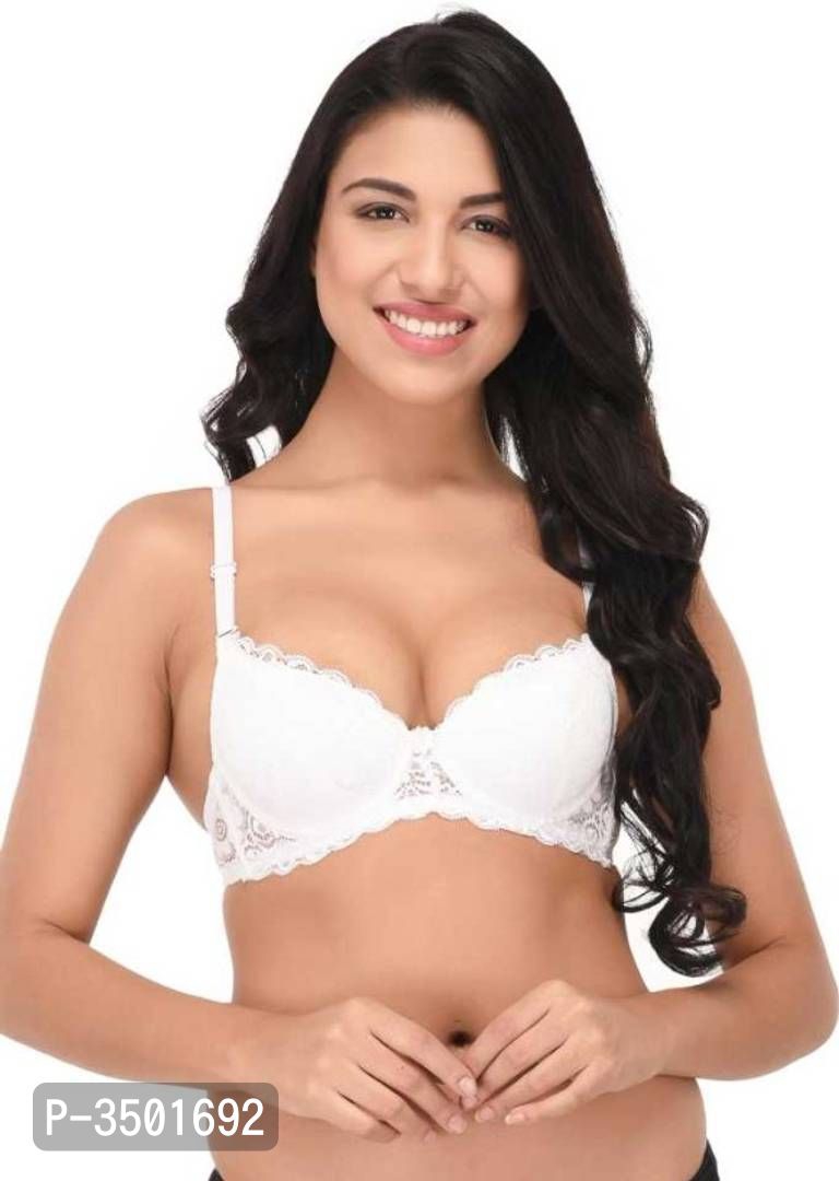 Women T-Shirt Lightly Padded Bra  (White) 