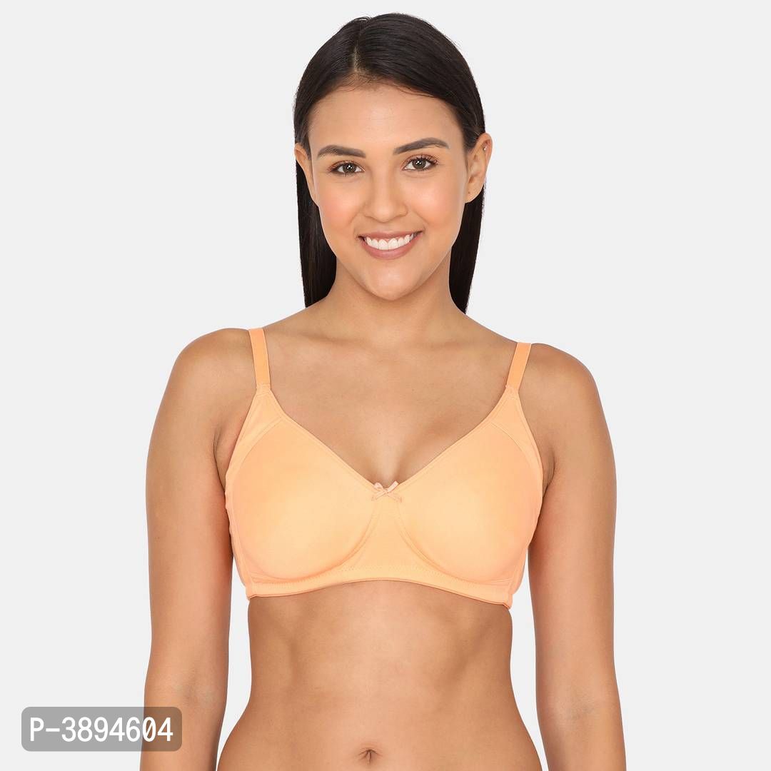 Zivame Double Layered Non Wired Full Coverage T-Shirt Bra -  Orange  