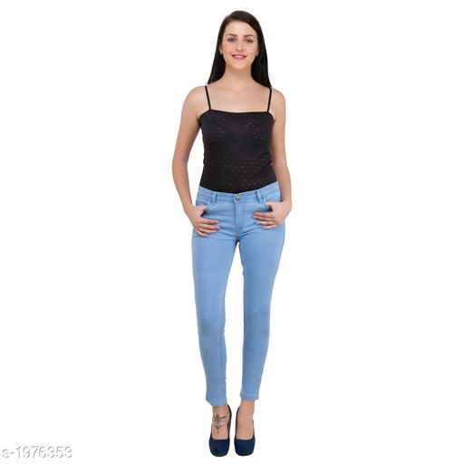 Trendy Dobby Denim Women's Solid Jean 