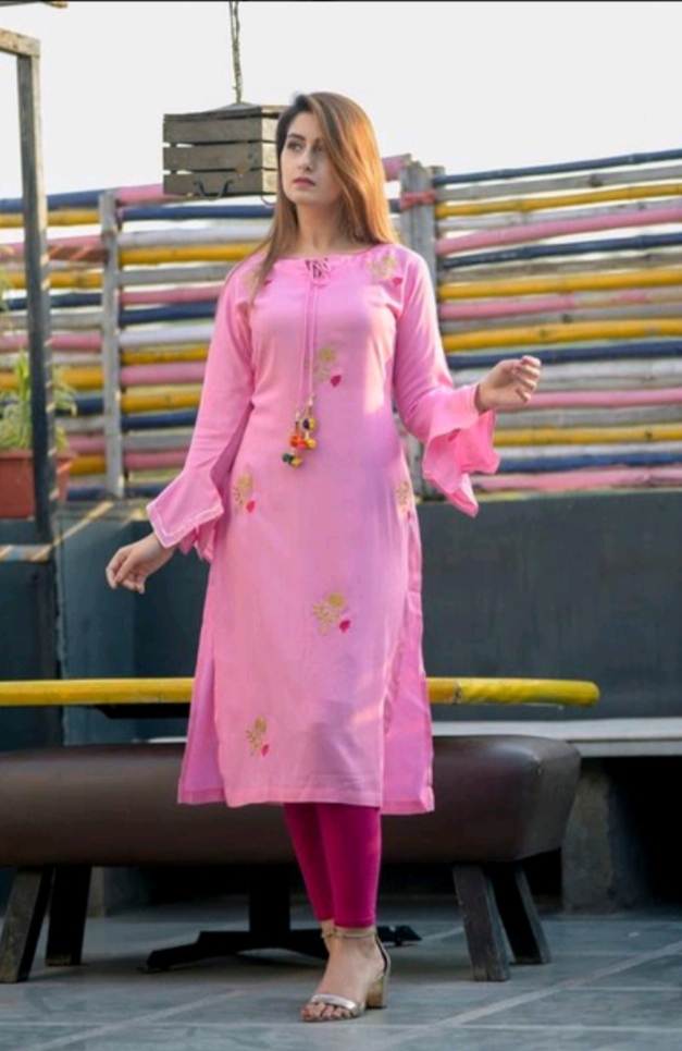 Luxurious Rayon Embroidered Calf Length Kurti