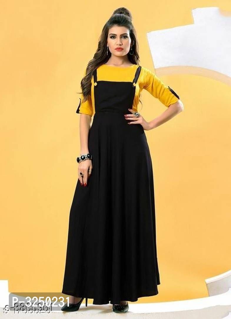 Stylish Pinafore Rayon Solid Dress  