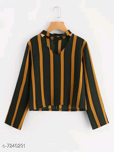 Choker Neck Striped Blouse Fabric: