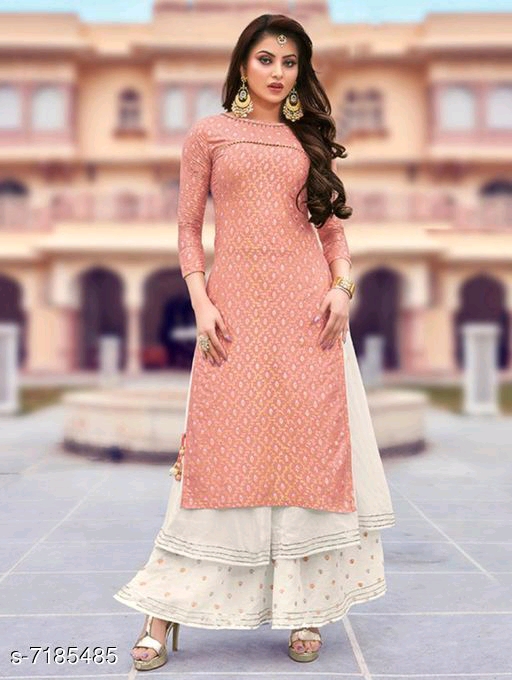 Women's Botanical Printed Rayon Kurti Fabric: Rayon Sleeve