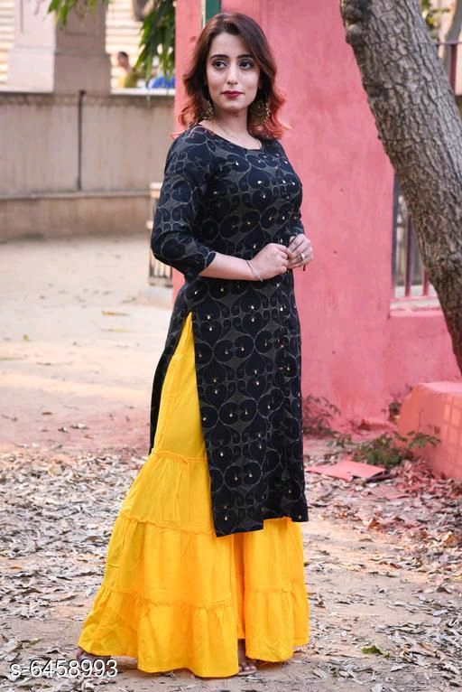 Women's Botanical Printed Rayon Kurti Fabric: Rayon Sleeve