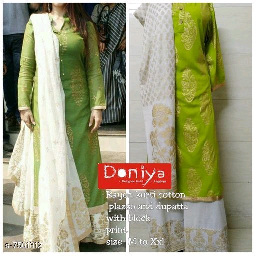 Rayonkurti with Heavy Dupatta and pant Top