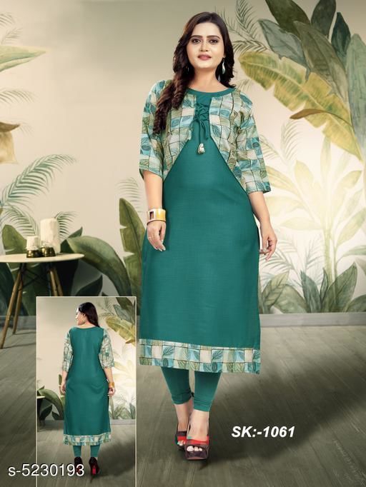 Women's Botanical Printed Cotton Kurti with jacket