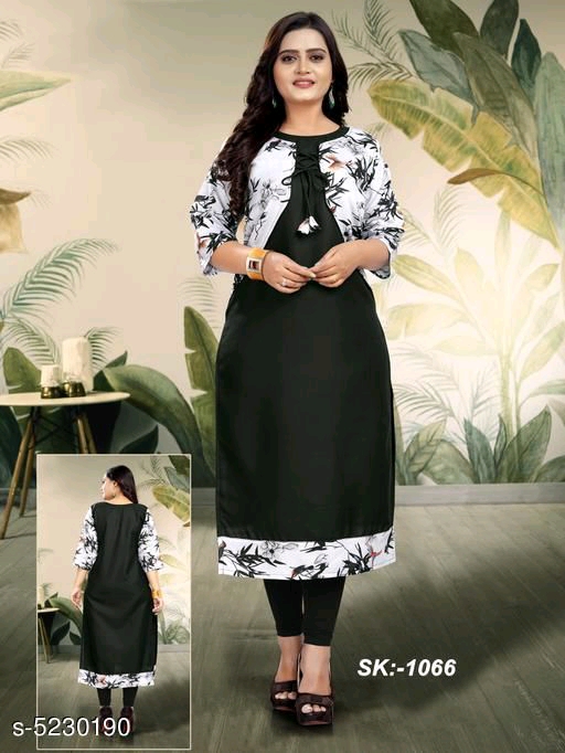 Women's Ethnic Motif Printed Cotton Kurti with jacket