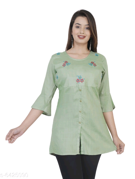 Women's Printed Olive Rayon Top 